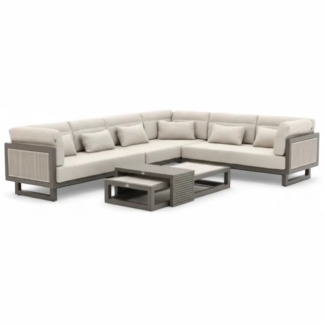 Apple Bee Santorini ROPE Loungeset 5-delig Nr.2 - Links Lang - 318 x 239 cm Taupe