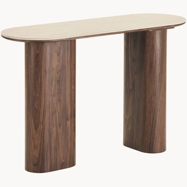House Nordic Wandtafel Delphi met bovenblad in travertijn look Bruin