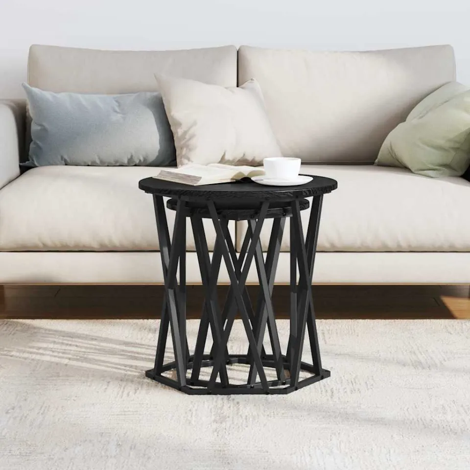 vidaXL Salontafel 2 st Zwart Eiken 50 x 50 x 50 cm, foto 3