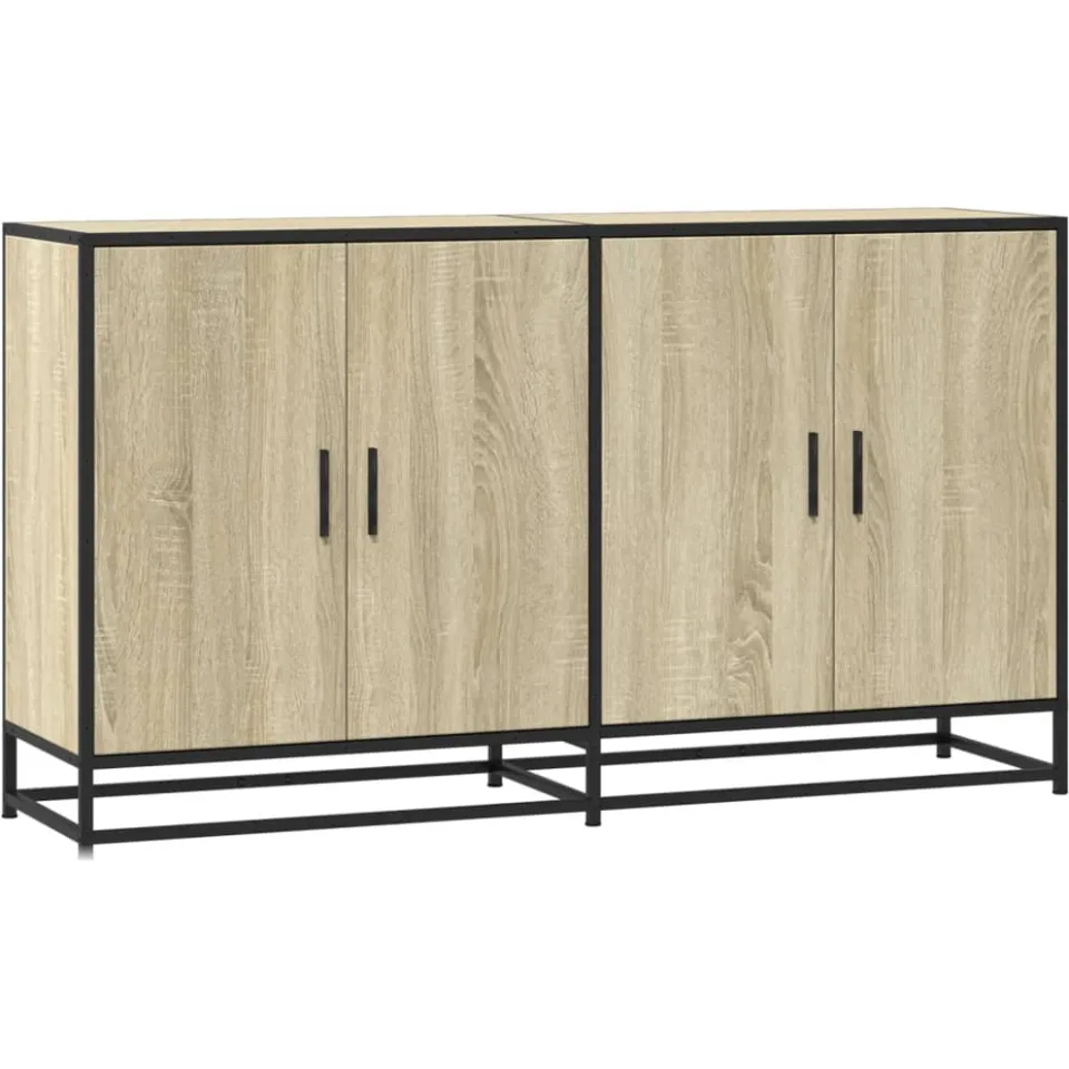 vidaXL Dressoir 134x35x76 cm bewerkt hout sonoma eikenkleurig, foto 3