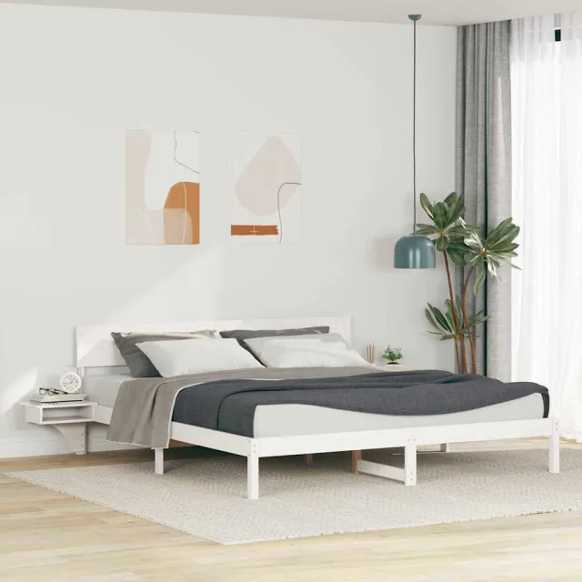vidaXL Bedframe met hoofdeinde Wit 180 x 200 cm Massief grenenhout