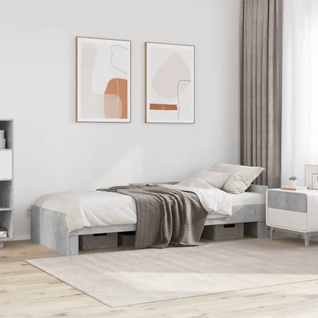 vidaXL Bedframe bewerkt hout betongrijs 100x200 cm grijs