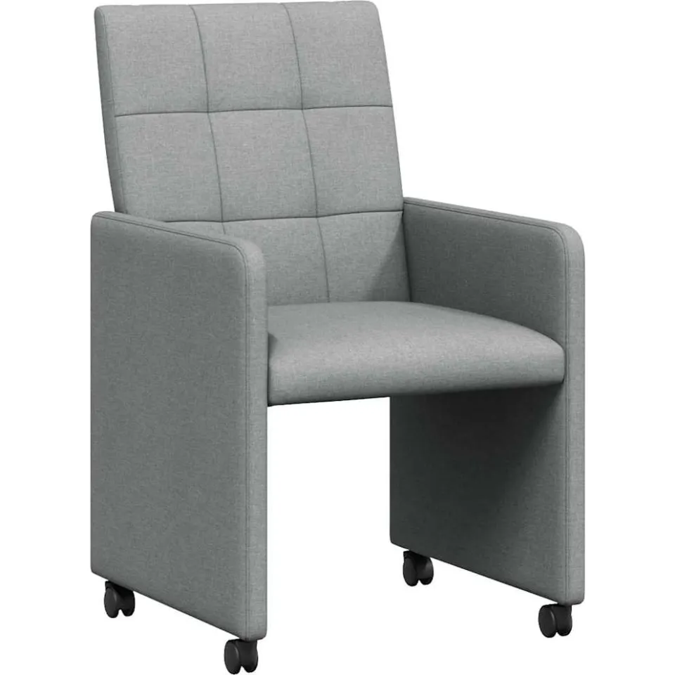 vidaXL Eetkamerstoelen met Wieltjes 2 st Stof Lichtgrijs