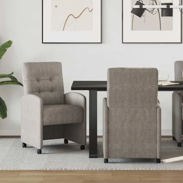 vidaXL Eetkamerstoelen met Wieltjes 2 st Kunstleer Grijs