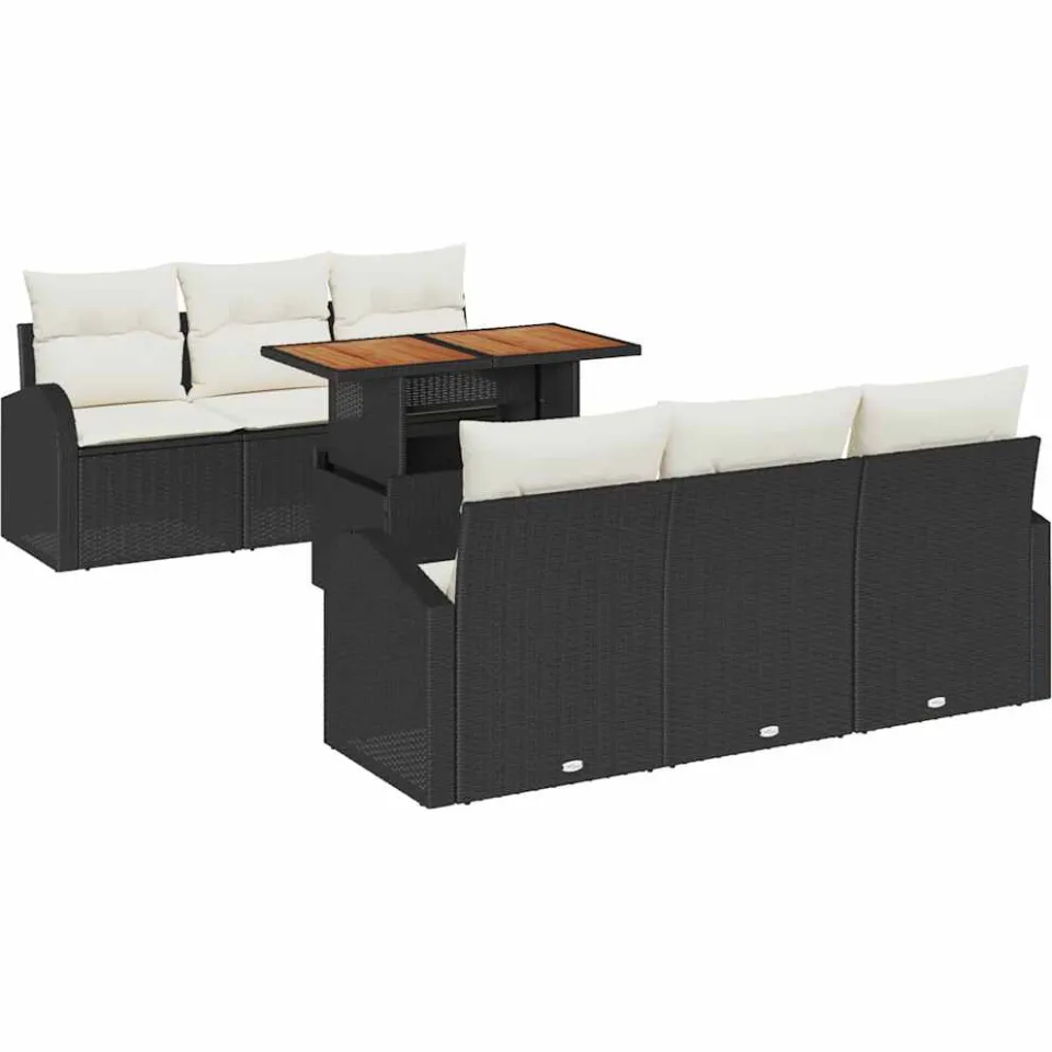 vidaXL Tuin Sofa Set 7 st Zwart Poly riet