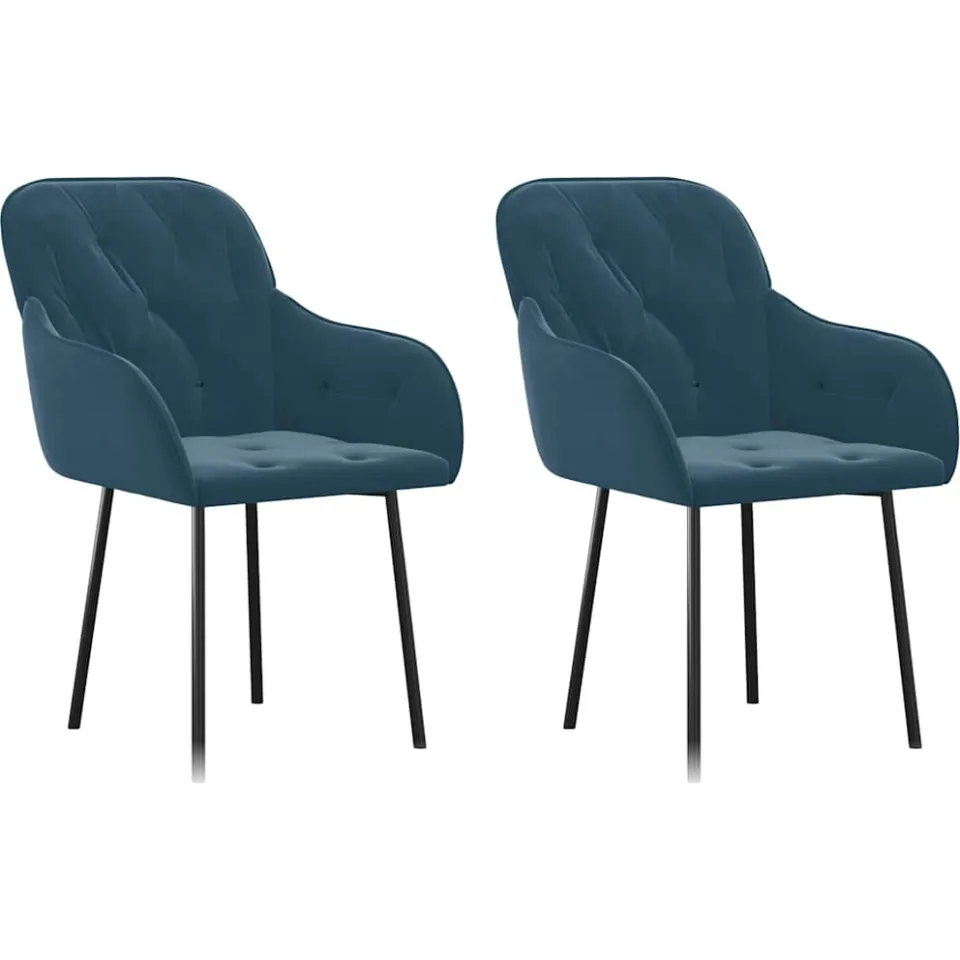 vidaXL Eetkamerstoelen 2 st fluweel blauw, foto 3