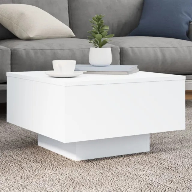 vidaXL Salontafel met LED-verlichting 55x55x31 cm wit, foto 2