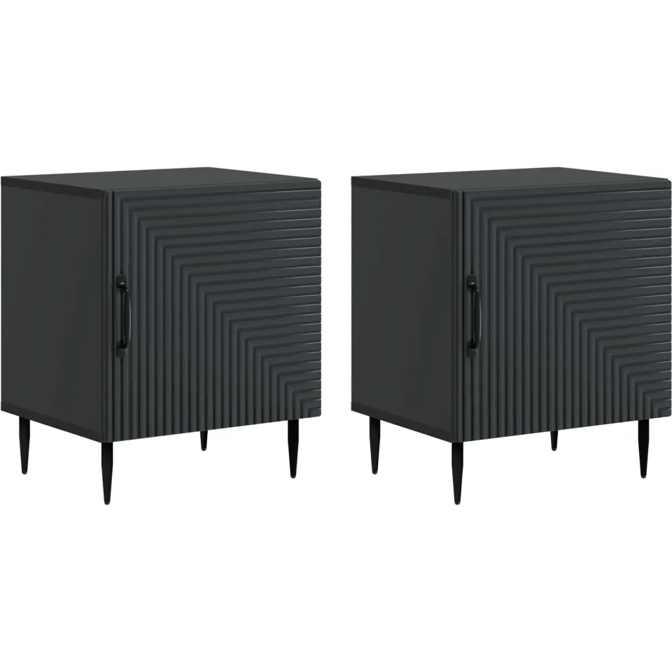 vidaXL Nachtkastje 2 st Zwart 43 x 34,5 x 50 cm Bewerkt hout, foto 3