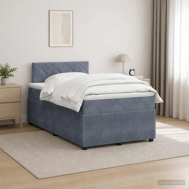 vidaXL Boxspringbed met matras Donkergrijs 120 x 190 cm Fluweel