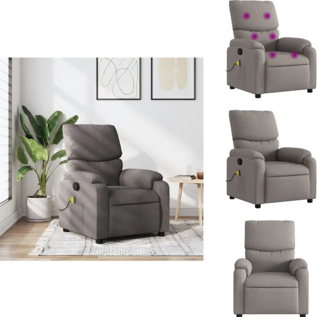 vidaXL Massagestoel - verstelbaar - stof - taupe