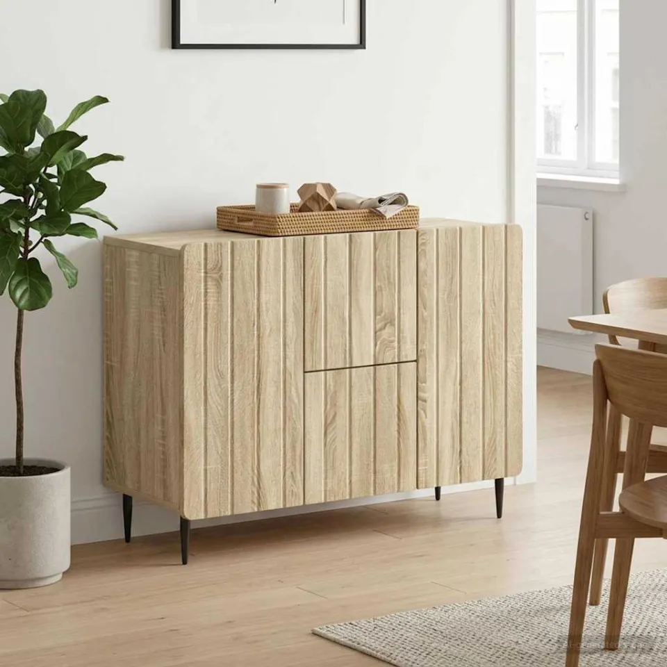 vidaXL Dressoir met lade Sonoma Eiken 89 x 34,5 x 62 cm Bewerkt hout, foto 3