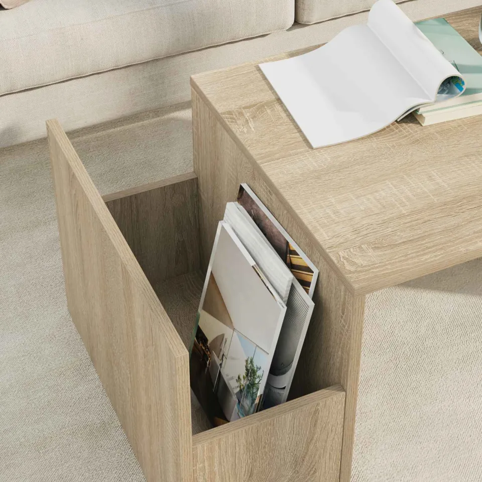 vidaXL Salontafel Sonoma Eiken 90 x 45 x 35 cm Bewerkt hout, foto 4