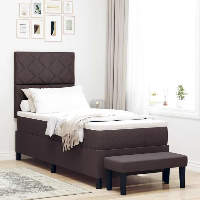 vidaXL Boxspringbed met hoofdeinde Donkerbruin 80 x 200 cm Stof