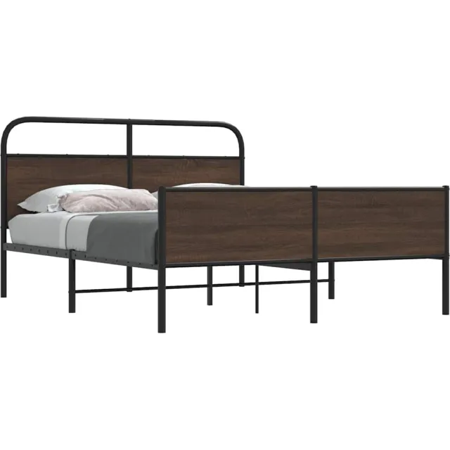 vidaXL Bedframe zonder matras metaal bruin eikenkleurig 150x200 cm