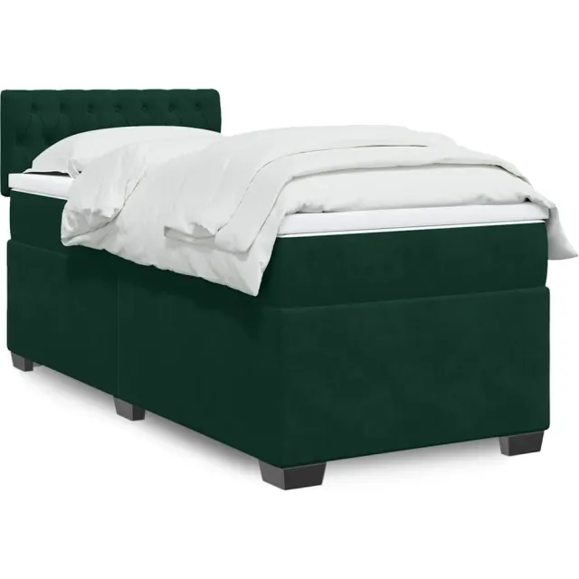 vidaXL Boxspring met matras fluweel donkergroen 80x200 cm groen