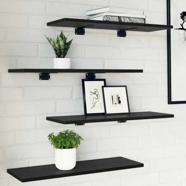 vidaXL Boekenplank Bord 3-laags 4 st 60 x 20 x 1,5 cm Bewerkt hout Zwart