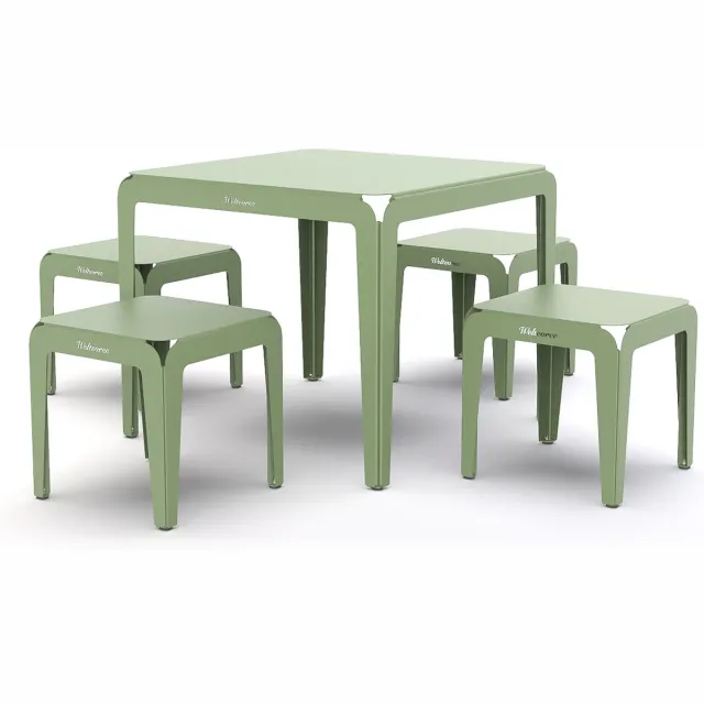 Weltevree Bended Table | Aluminium Tuintafel 90 x 90 cm | Tuinmeubel, Buitentafel Vierkant, Eettafel Buiten | Tuin Tafel 4 Personen | Lichtgroen Lichtgroen RAL 6021