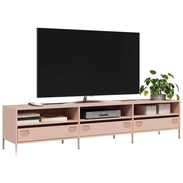 vidaXL Tv-meubel 202x39x43,5 cm koudgewalst staal roze