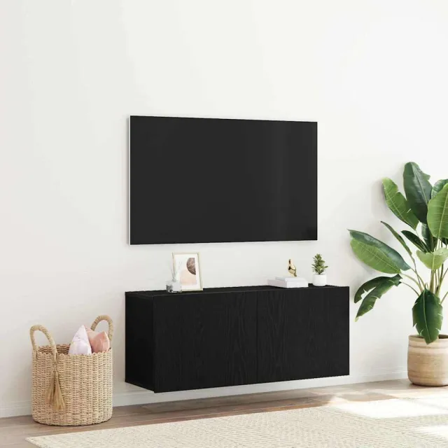 vidaXL Tv-meubelset 100 x 30 x 41 cm Zwart Eiken Bewerkt hout, foto 2
