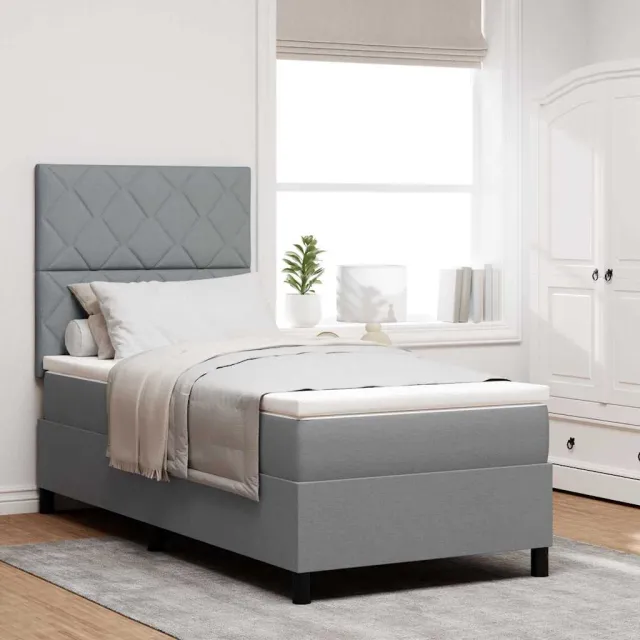 vidaXL Boxspring bed met hoofdeinde Lichtgrijs 90 x 200 cm Stof