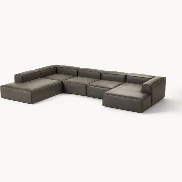 Westwing Collection XL leren modulaire bank Lennon taupe
