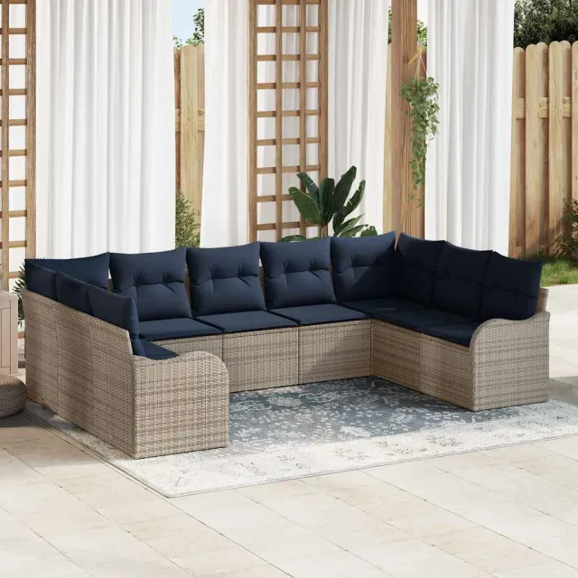 vidaXL Tuin Sofa Set Grijs poly rattan, foto 2
