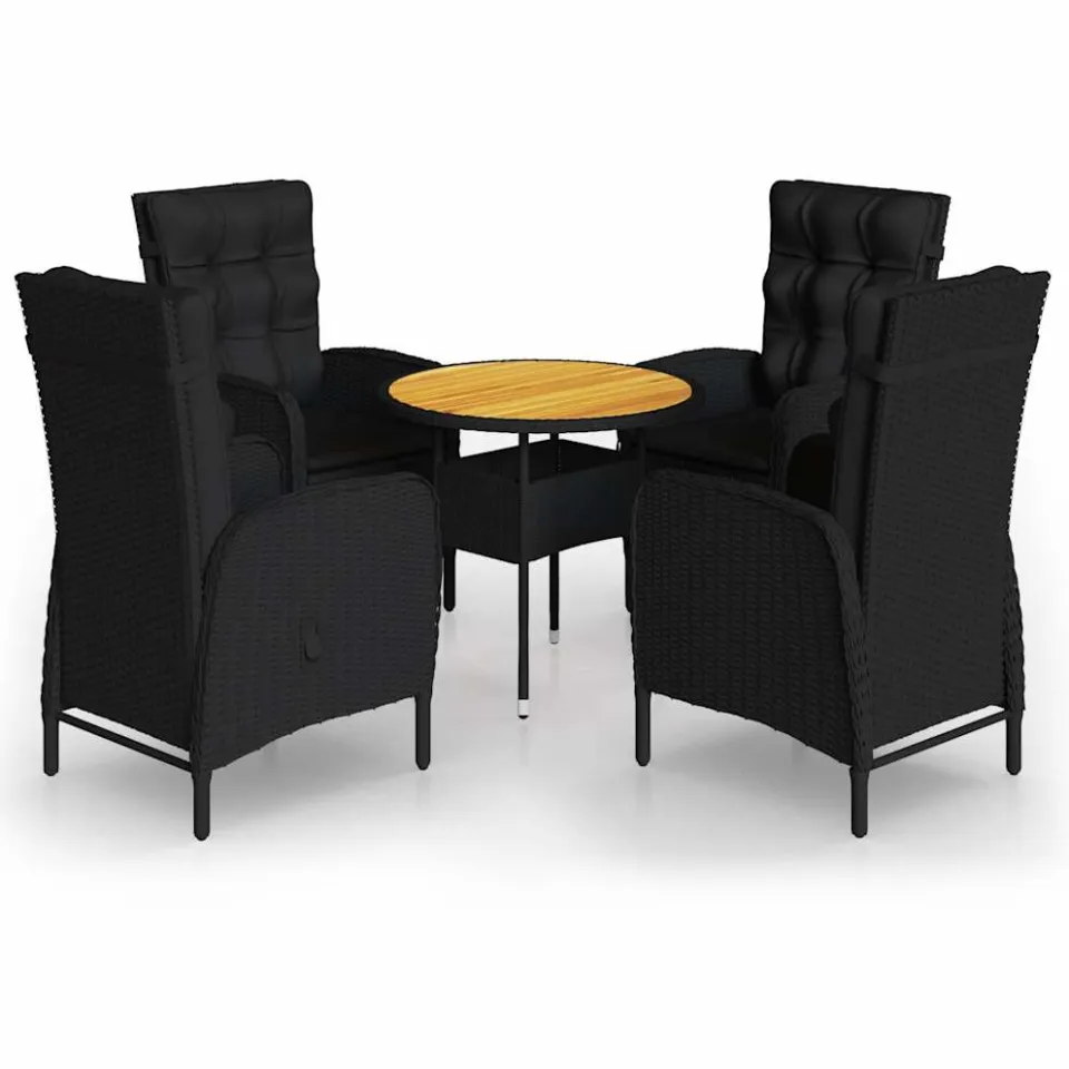 vidaXL 5-delige Tuinset poly rattan zwart, foto 3