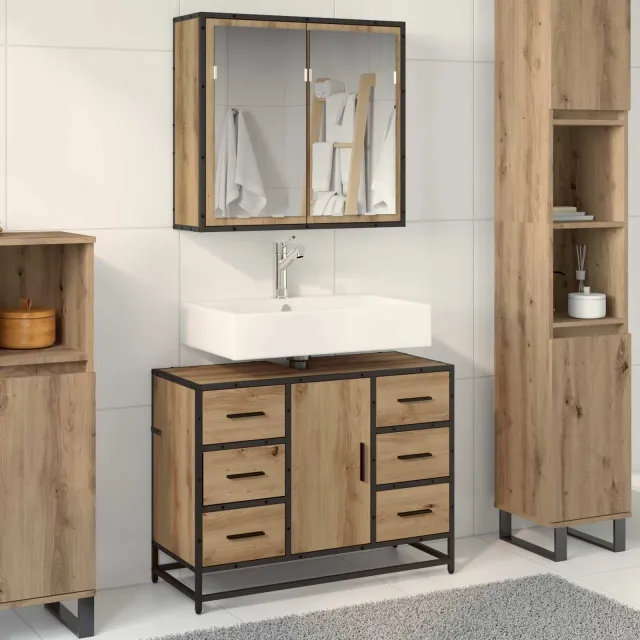 vidaXL Badkamermeubelset 2 st Artisan Eiken 80 x 33 x 60 cm Bruin