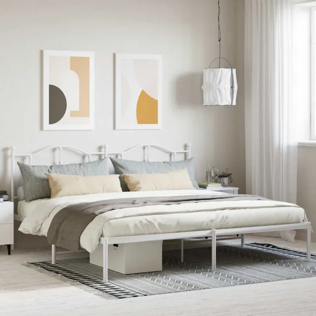 vidaXL Bedframe met hoofdbord metaal wit 200x200 cm