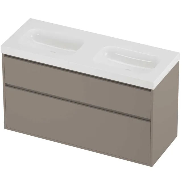 Proline Haga Badmeubelset Polystone Mezza Greeploos 120x46x73 cm Glans Wit Clay Beige