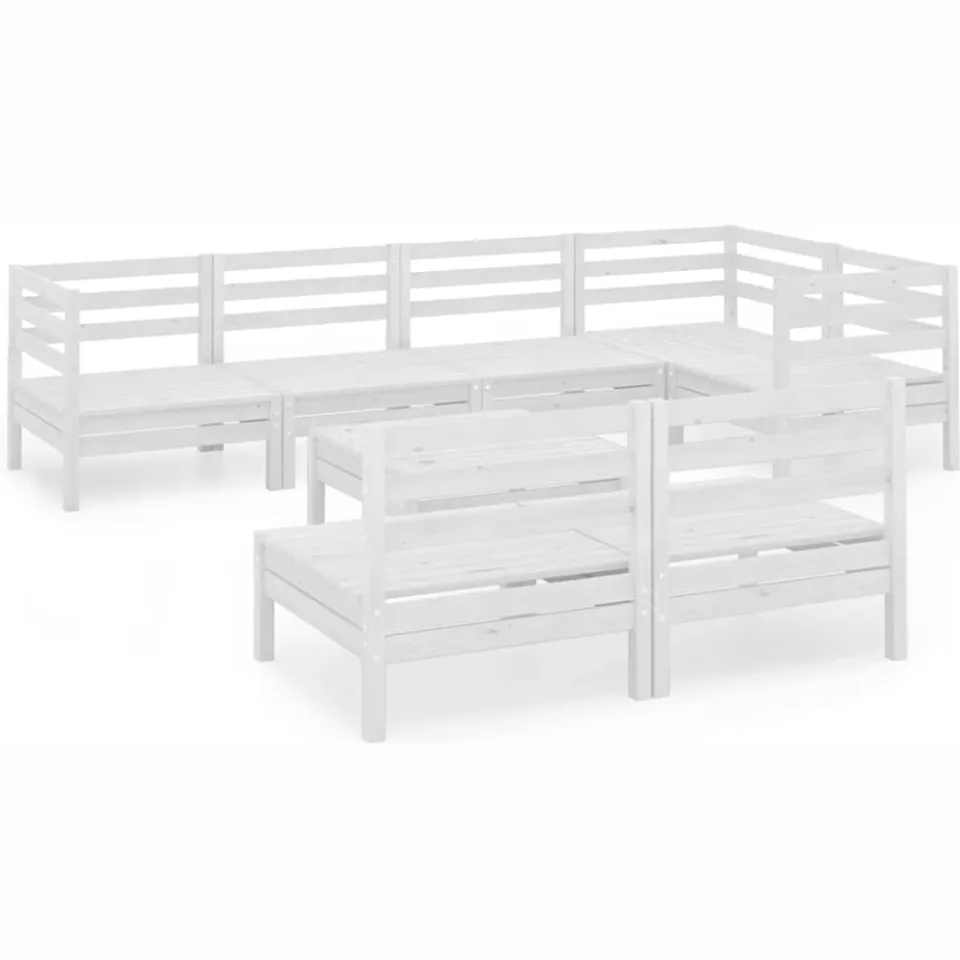 vidaXL 8-delige Loungeset massief grenenhout wit, foto 3