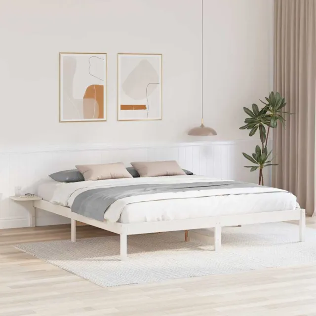 vidaXL Bedframe Wit 200 x 200 cm Massief grenenhout
