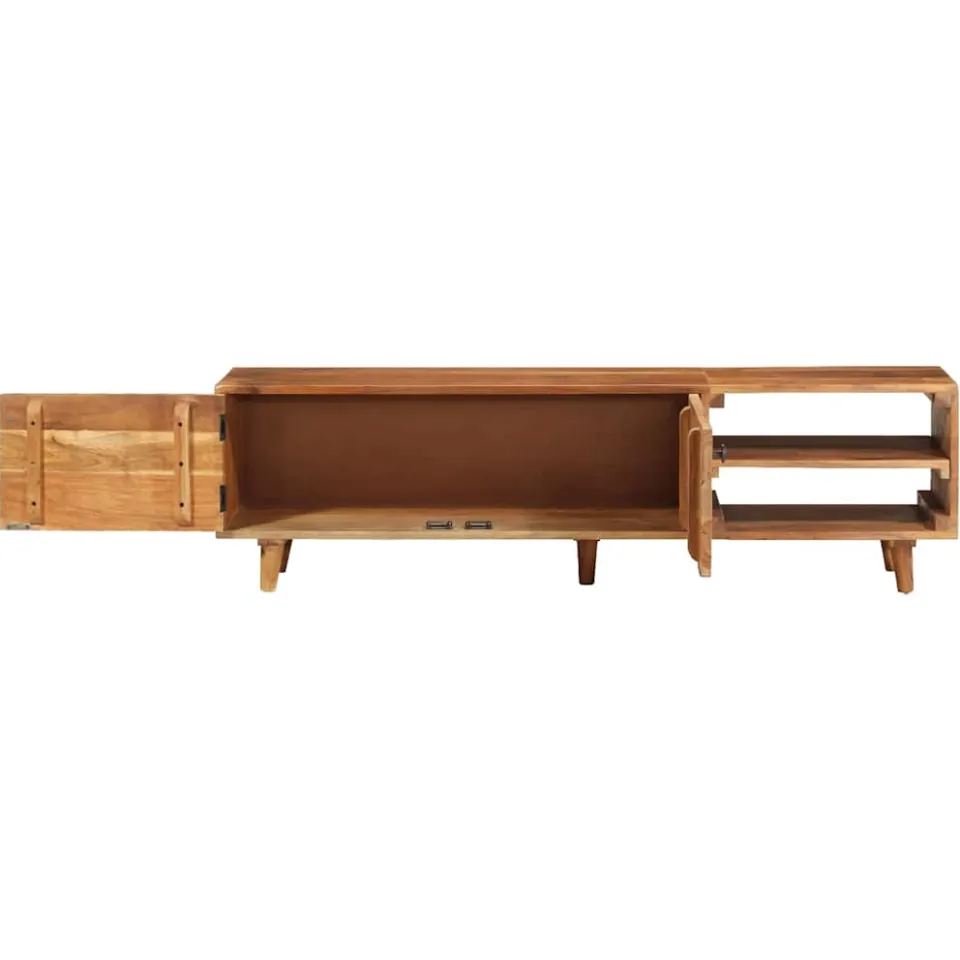 vidaXL Tv-meubel 140x30x40 cm massief acaciahout met hongingafwerking bruin, foto 3