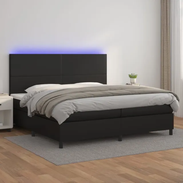 vidaXL Boxspring met matras en LED kunstleer zwart 200x200 cm