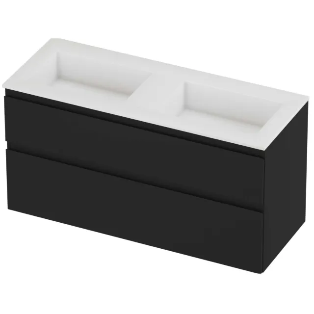 Proline Aristo Badmeubelset Polystone Elegant 120x46x62 cm Glans Wit Mat Zwart