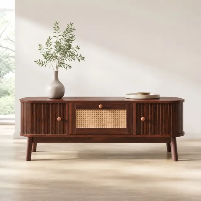CHICFURN Salontafel - Opbergruimte - Lades en deuren - Naturel Bruin