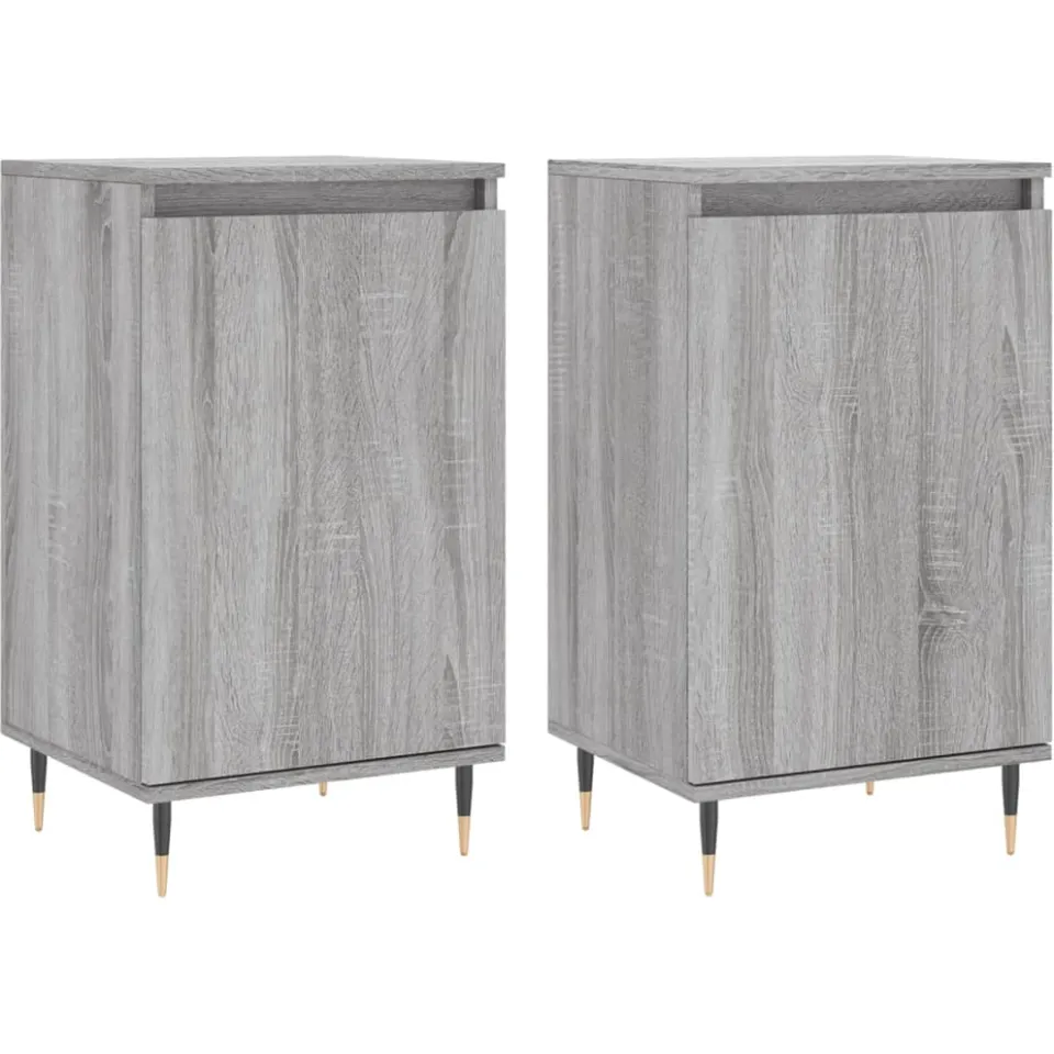 vidaXL Dressoirs 2 st 40x35x70 cm bewerkt hout grijs sonoma, foto 3