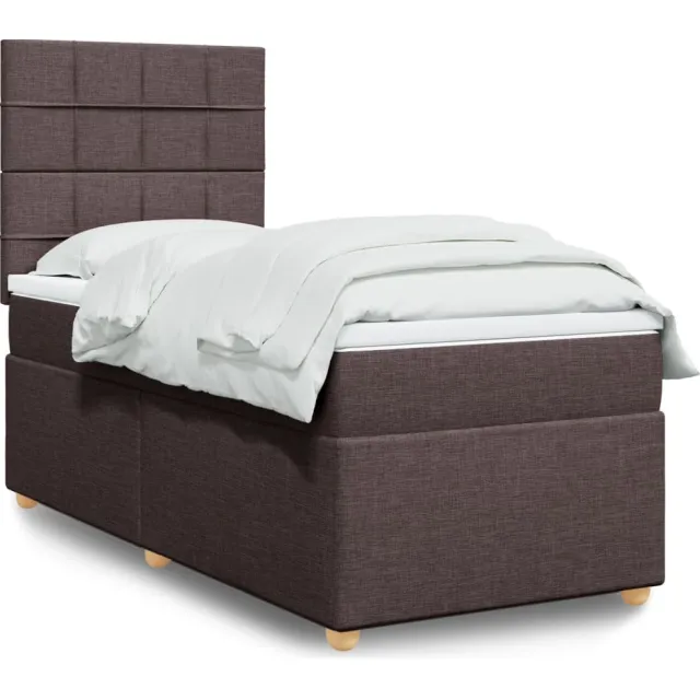 vidaXL Boxspring met matras stof donkerbruin 90x190 cm bruin