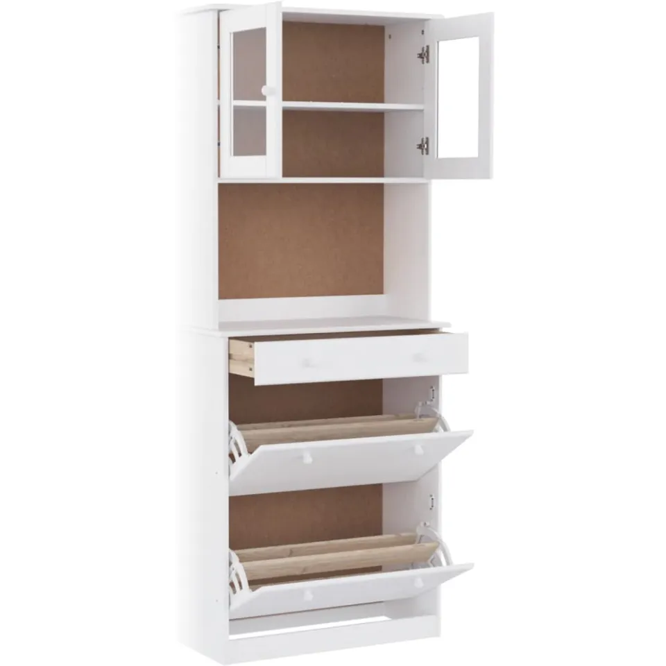 vidaXL Hoge kast ALTA 77x35x188 cm massief grenenhout wit, foto 3
