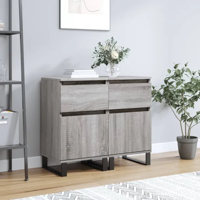 vidaXL Dressoirs 2 st 40x35x70 cm bewerkt hout grijs sonoma, foto 2