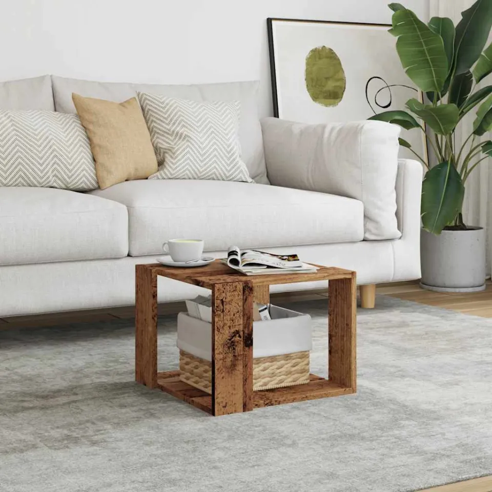 vidaXL Salontafel 40x40x30 cm bewerkt hout oud houtkleurig bruin, foto 2