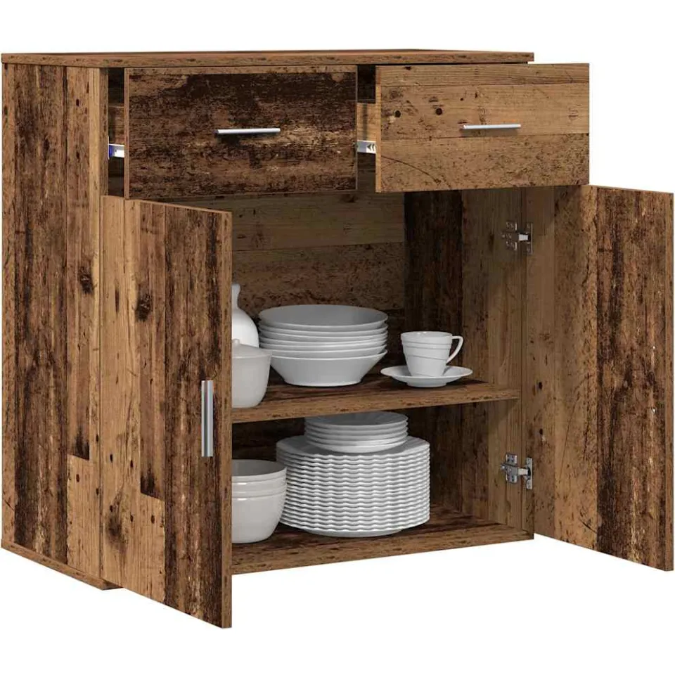 vidaXL Dressoir Oudhout 78 x 38 x 80 cm Bewerkt hout Bruin