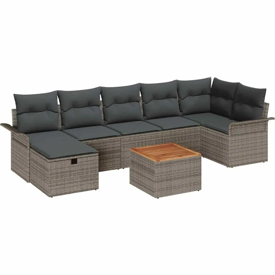 vidaXL Tuinbankenset 8 st Grijs poly rattan