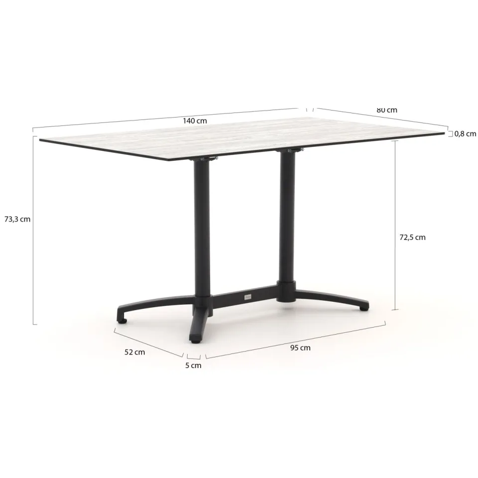 Manifesto Furniture Manifesto Belpasso/Canzo 140cm dining tuinset 5-delig inklapbaar stapelbaar, foto 3