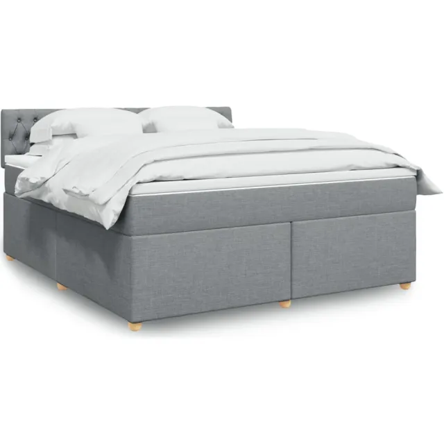 vidaXL Boxspring met matras stof lichtgrijs 180x200 cm grijs