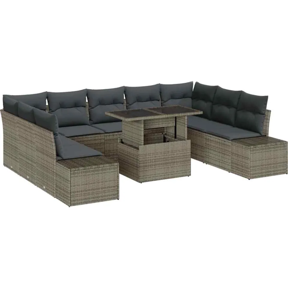 vidaXL Tuin Sofa Set 10 st Grijs poly rattan