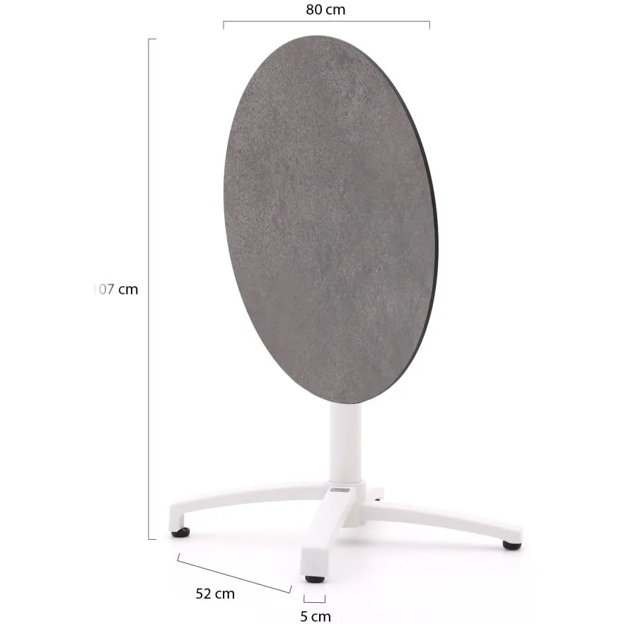 Bellagio tuinmeubelen Bellagio Canzo klaptafel ø 80cm (h:73cm) wit, foto 3