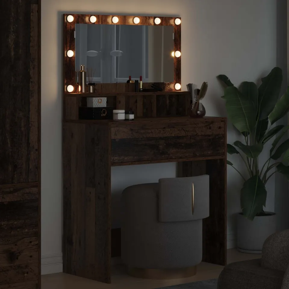 vidaXL Slaapkamer Kaptafels Oud hout 80 x 39,5 x 135 cm Bewerkt hout bruin, foto 3