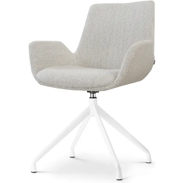 Nolon Nola-Eef draaibare eetkamerstoel beige gemêleerd - wit onderstel