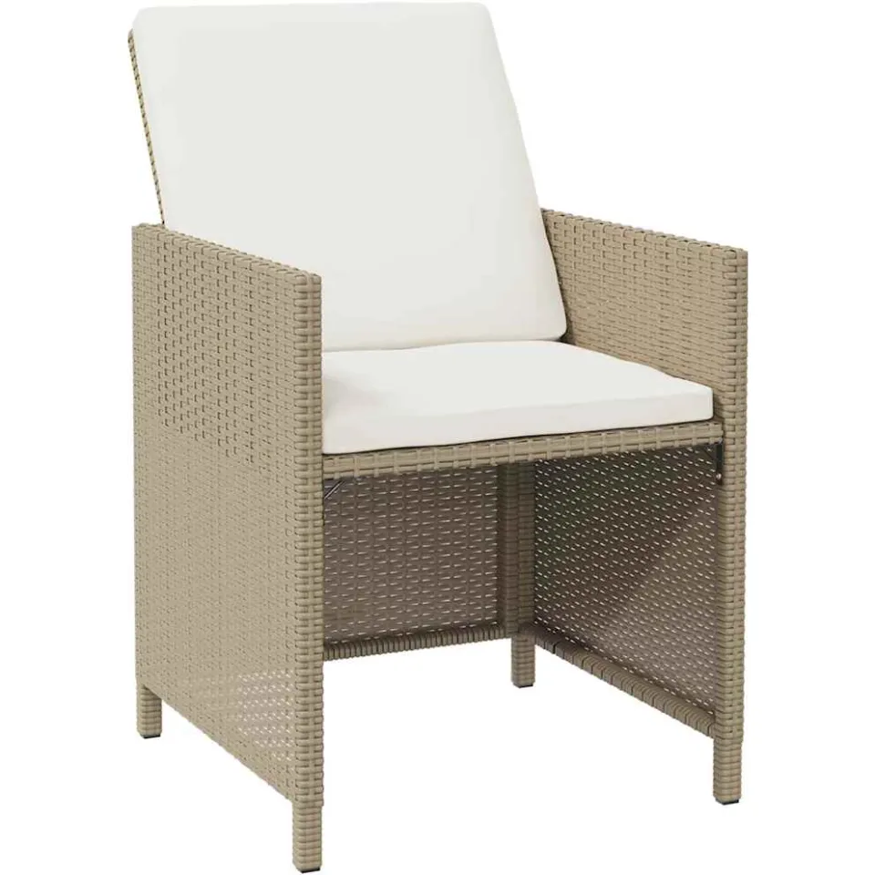 vidaXL 9-delige Tuinset met kussens poly rattan beige